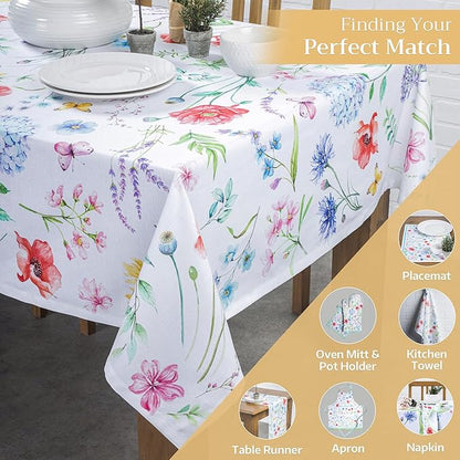 Maison d' Hermine Table Cloth Rectangle Table 100% Cotton 60 x 120 Inches Tablecloth Reusable Decorative for Dining Room, Farmhouse, Home, Party, Festive & Wedding Spring Summer - Just Floral