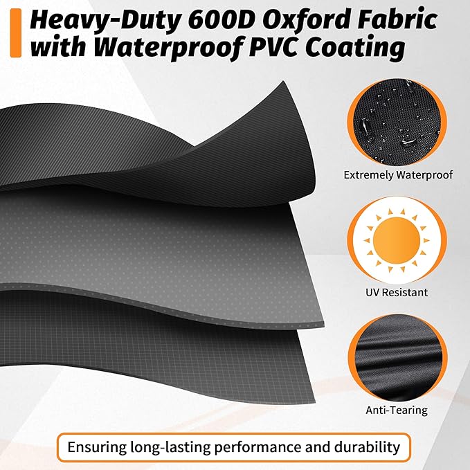 iCOVER Grill Cover 58 inch, BBQ Grill Cover for Outdoor Grill, 600D Heavy-Duty Waterproof Gas Grill Cover, Barbecue Cover for Weber, Charbroil, Brinkmann, Nexgrill and More, Black
