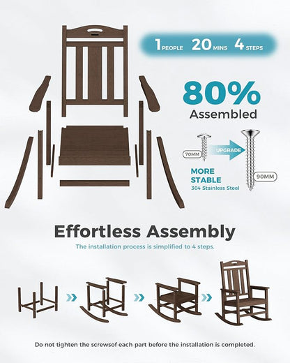 Oversized Outdoor Rocking Chairs, High Back Patio Rockers - Image 9