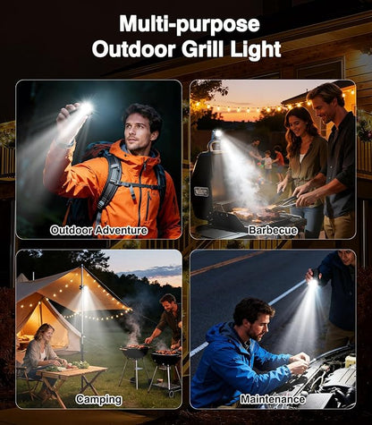 Rechargeable Grill Light for Webwer Grill & Blackstone Griddle, 2 Colors Temperature BBQ Light, Magnetic Auto On/Off Outdoor Barbecue Grilling Accessories Gifts for Men Husband
