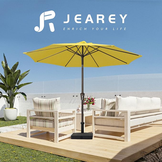JEAREY 9FT Outdoor Patio Umbrella, Market Umbrella, Tilt & Crank UV Protection - Image 6