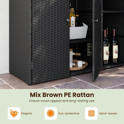Tangkula Rattan Outdoor Storage Cabinet, Patiojoy Outdoor Cabinet - Image 3