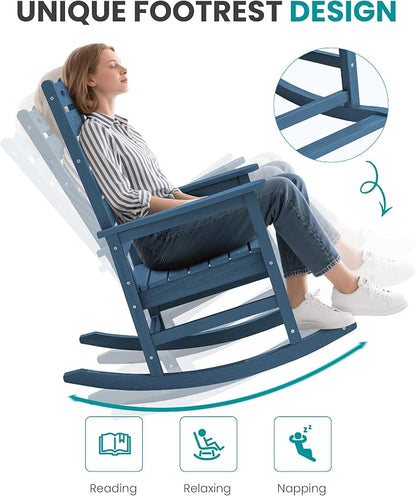 SERWALL Outdoor Rocking Chair Set of 6, Oversized HDPE Rocker, All Weather - Image 7