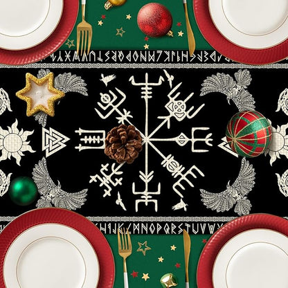 Viking Burlap Table Runner Seasonal Spring Fall Kitchen Dining Linen Table Decoration for Indoor Outdoor Home Party Dinner 13x72 Inch
