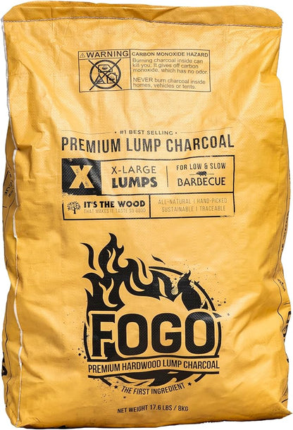 FOGO Super Premium Oak Restaurant Quality All-Natural Large Sized Hardwood Lump Charcoal for Grilling and Smoking, 17.6 Pound Bag