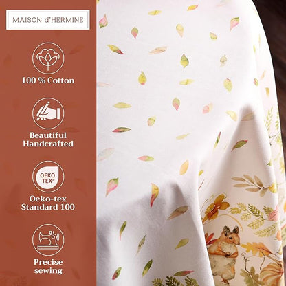 Maison d' Hermine Table Cloth Round Table 100% Cotton 69 Inches Fall Tablecloth Reusable Everyday Use for Thanksgiving Christmas Decorations Dining Farmhouse Party (Pumpkin Passion)