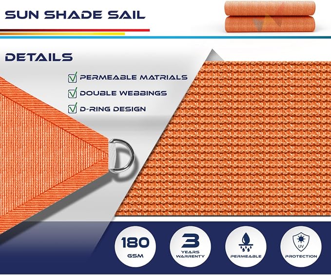 Windscreen4less 18' x 18' x 18' Sun Shade Sail Triangle Outdoor Canopy Cover UV - Image 3