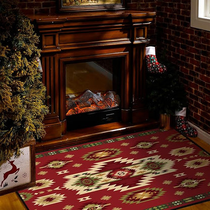 Demissle Cabin Fireplace Hearth Rug Fireplace Mats Cabin Southwestern Fireproof Rug Fire Resistant Mat for Wood Stove Floor for Kitchen Indoor Outdoor(24 x 59 Inch,Antique)