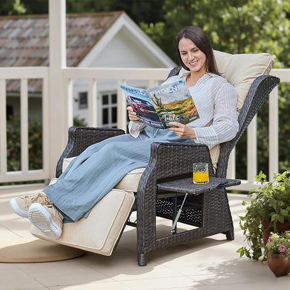 2 Pieces Outdoor Wicker Recliner - Image 7