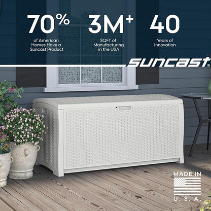 Suncast 99 Gallon Wicker Horizontal Outdoor Deck Box - Image 8