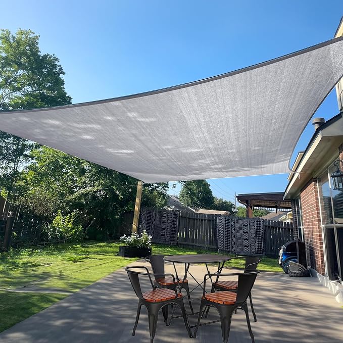 Sun Shade Sail 10' x 13' Silver Grey Rectangle Outdoor Canopy Cover | Outdoor by SUNLAX