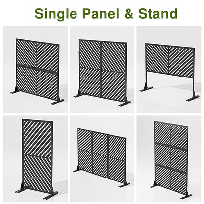 Casaphoria 72" H x 47" W Metal Privacy Screen, Freestanding Outdoor Screen for Deck, Patio & Balcony - Versatile Decorative Privacy Panels for Home & Garden Use (Brown-Parallel)
