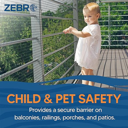 ZEBRO Plastic Hardware Mesh Screen & Fence Roll (2' x 25' - Black) for Balcony, Patio & Porch - Safety Barrier to Protect Pets & Kids Around the Home