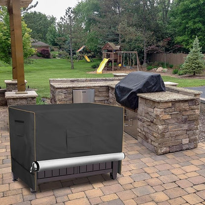 Bitubi Prep Table Cover with Split Zipper for 52 Inch Keter Unity XL Portable Outdoor Table, Heavy Duty Waterproof Fabric, Compatible with 52 Inch Kitchen Island Table, Black