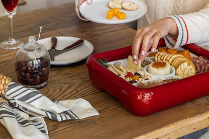 Fancy Panz Charcuterie Veggie Trayz - 9 Raised Compartments - Fits Classic/Premium Fancy Panz Elevated Food Serving Tray - Portable Charcuterie Board with Lid - Made in The USA Hosting Essentials