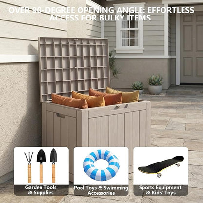 Outdoor Storage Box, 35 Gallon Waterproof Deck Box, Quick Snap-Lock Resin - Image 7