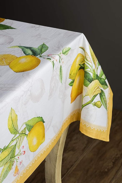 Maison d' Hermine Table Cloth Rectangle Table 100% Cotton 54 x 72 Inches Tablecloth Reusable Decorative for Dining Room, Farmhouse, Home, Party, Festive & Wedding Spring Summer - Limoncello