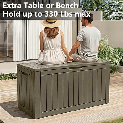 110 Gallon Waterproof Large Resin Deck Box, Lockable Large Outdoor Storage Box - Image 5