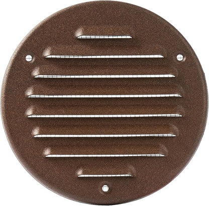 Vent Systems - 4 Inch (Inner) Pack of 10 Brown Metal Round Soffit Air Vent Grille Cover, Register air Vent Deflector, Louver - Built-in Mesh - HVAC for Bathroom, Home Office, Kitchen 5 Inch (Outer)