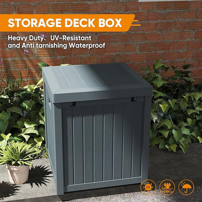 ZYJOYY 51 Gallon Resin Deck Box, Outdoor Storage Box Waterproof for Patio, Garden, Pool, and Deck, Storage Solution for Cushions, Tools, Delivery Packages, Grey