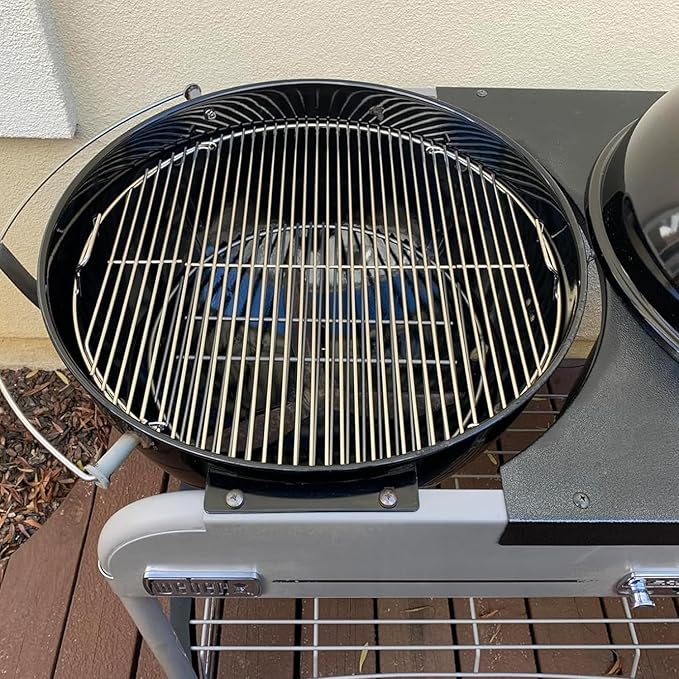 Hinged Cooking Grate for 22” Charcoal Grill, Round Charcoal Grate for Weber 7436, Grill Grate Replacement Part for Weber One-Touch, Smokey Mountain Cooker, 22" Kettle Charcoal Grill Parts with Handle