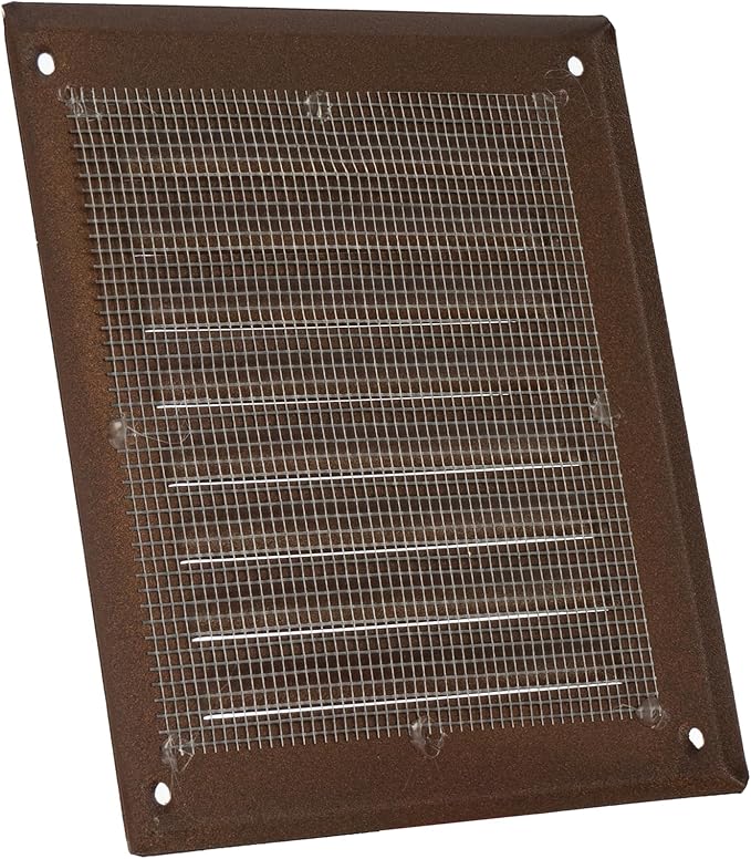 Vent Systems - 5 x 5 Inch (Inner) Pack of 10 Brown Metal Square Soffit Air Vent Grille Cover, Register Vent Deflector Louver Built-in Mesh HVAC for Bathroom Home Office Kitchen 6.5" x 6.5" (Outer)