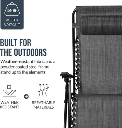 Best Choice Products Set of 2 Extra Wide Adjustable Steel Mesh Zero Gravity - Image 6