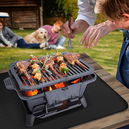 Heat Resistant Mats for Countertop and Grill Table, Fireproof Grill Mats for Camping Table Mat, Portable Charcoal and Gas Grill, Pizza Oven Compatible with Blackstone, Ninja 25x19.5x0.04in, Black