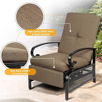 SUNCROWN Outdoor Recliner Chairs Patio Adjustable Relaxing Chair Outdoor Metal - Image 3