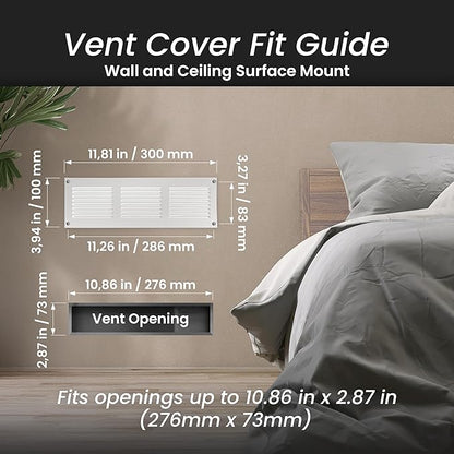 Repa Market 2-Pack 12x4 Inch Air Vent Cover/White Galvanized Steel Louvered Grill Cover with Mesh Screen/Wall or Ceiling Vent/Durable Flush Mount HVAC Register for Indoor and Outdoor Ventilation