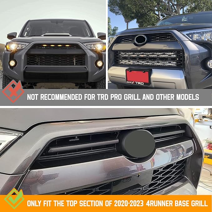 Upgraded 4 PCS Led Grill Lights Compatible with Toyota 4Runner 2020-2024, Including SR5, TRD Sport, Off-Road, Premium and Limited Grille, Fuse and Instruction Included (Smoke Shell/Amber Lights)