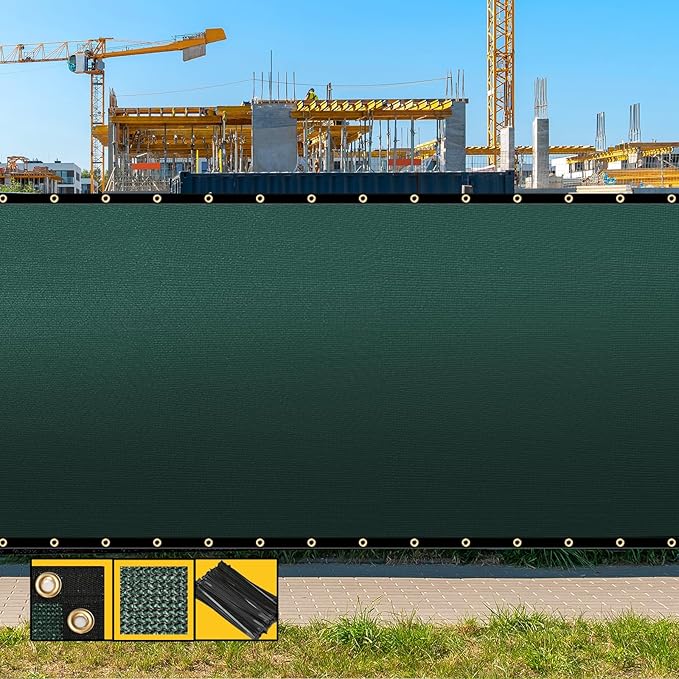 Customized 8' x 32' Green Fence Privacy Screen,with Bindings & Grommets,Heavy Duty for Gardens,Backyard,Patio,Tennis Court,Pool,Construction Project, We Make Custom Sizes