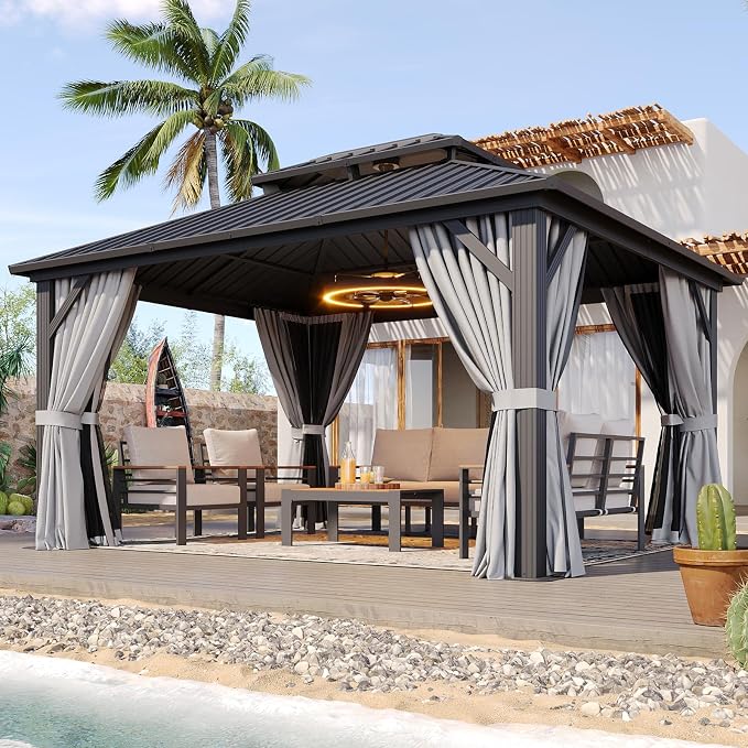 Aoxun Gazebo 10x12 Hardtop Gazebo - Image 8