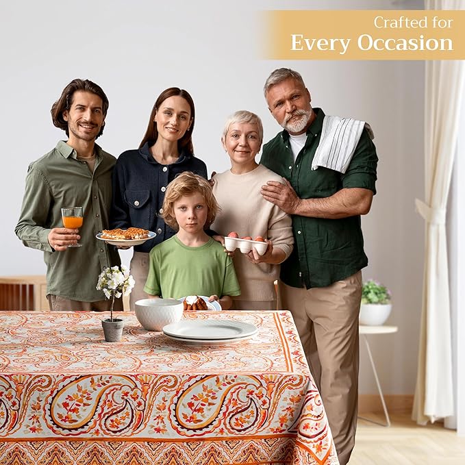 Maison d' Hermine Table Cloth Square Table 100% Cotton 60 x 60 Inches Fall Tablecloth Reusable Everyday Use for Thanksgiving Christmas Decorations Dining Farmhouse Party (Palatial Paisley)