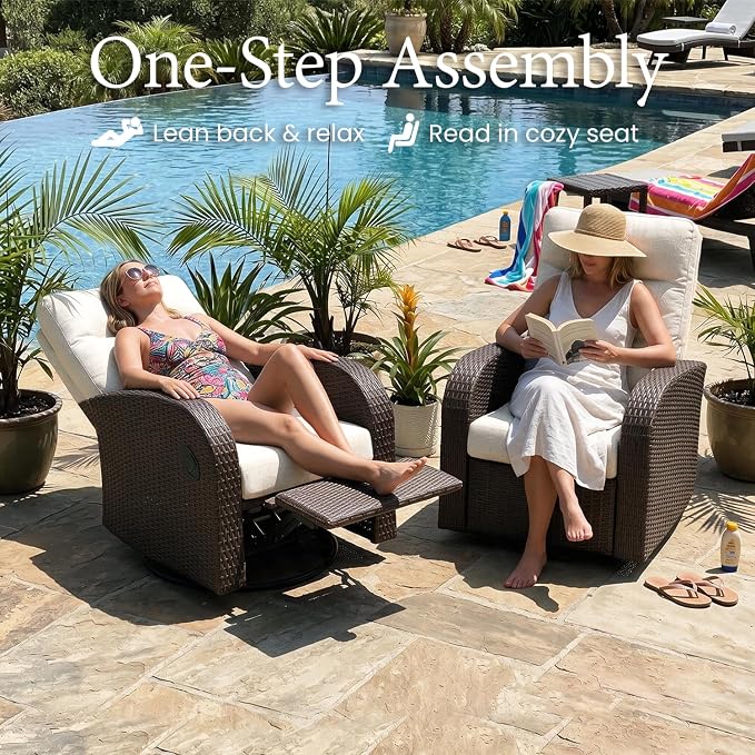 Oversized Wicker Outdoor Swivel Glider Recliner - Image 3