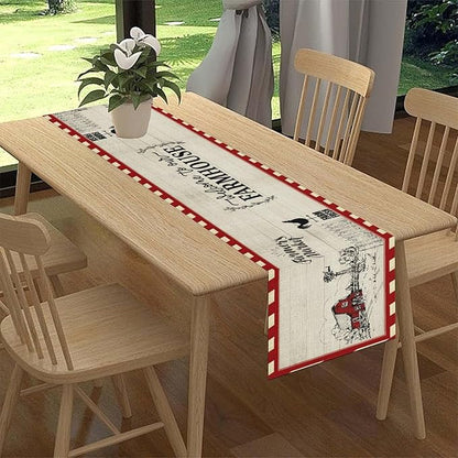 Farmhouse Table Runner, Rustic Country Barn Cottage Rooster Check Animal Plank Coffee Table Center Decor for Home Kitchen Dining Patio Holiday Party Indoor Outdoor Table Decorations 13"x36"