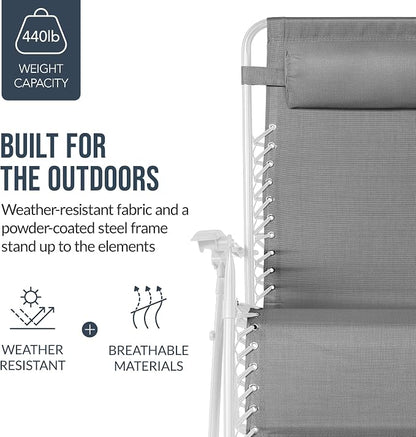 Best Choice Products Set of 2 Extra Wide Adjustable Steel Mesh Zero Gravity - Image 6
