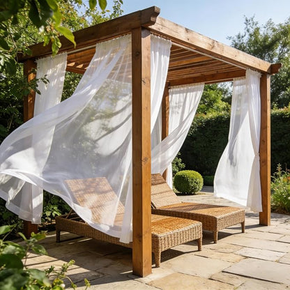 Outdoor Sheer Curtains for Patio Waterproof, 2 Panels Rod Pocket Indoor/Outdoor - Image 4