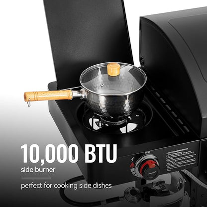 2-Burner Gas and Charcoal Combo Grill with Offset Smoker & Side Burner, 34,000 BTU Dual Fuel Grill, 1020 Sq. In. Cooking Area, Ideal for Outdoor Cooking, Black, ZH3005Y-SC