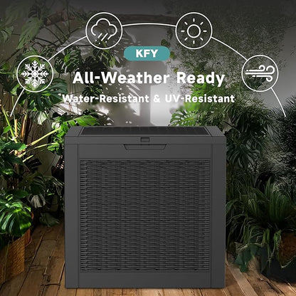 30 Gallon Waterproof Resin Deck Box, UV Resistant Outdoor Storage for Garden, Patio, Porch, Delivery, Rattan Black