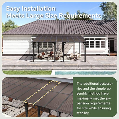 Aoxun 18’x10’ Gazebo with Aluminum Frame & Polycarbonate Panel, Outdoor Patio - Image 9