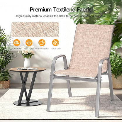 Patio Chairs Set of 6, Stackable Outdoor Dining Chairs | All Weather Dining Set - Image 6