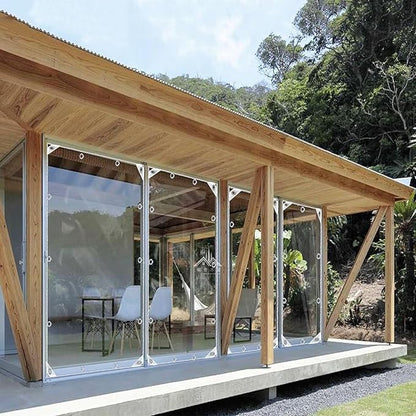 Clear Tarps Heavy Duty PVC, Transparent Tarp Durable Waterproof Dustproof Windproof, Tarpaulin with Grommets & Ropes for Greenhouse, Patio, Garden, Pavilion, Chicken, Porch, Outdoor (10' x 12')