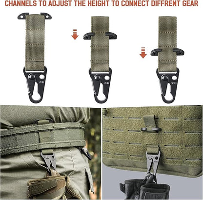 LIVANS Molle Belt Clip Key Holder Tactical Battle Belt Plate Carrier Vest Attachment Clip for Hanging Keys or Gloves, Universal Fit Molle Accessories Clip |T-Mount Clash Hook, Include Z-Buckle