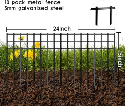 24x15-inch No Dig Animal Barrier Fence, 20 Pack Black Dig Protective Fence with 1.5 inch Spike spacing, Dog/Rabbit/Groundhog Underground Defence, for Outdoor Garden Patio