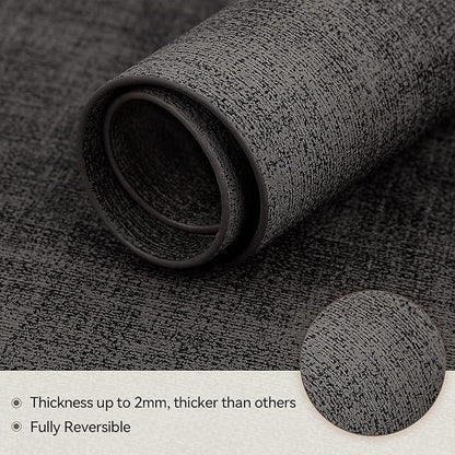 Round Table Placemats Set of 4, Faux Leather Wedge Shape Place Mats Heat Resistant Wipeable Washable Table Mats for Dining Outdoor Indoor, Black