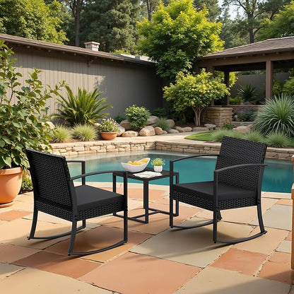 Homall Patio Furniture Set 3 Piece Resin Outdoor Bistro Set Rocking Patio Chairs - Image 7