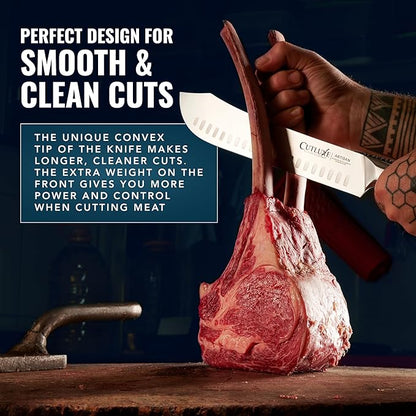 Cutluxe Butcher Knife – 10″ Bullnose Carving Knife, Forged High Carbon German Steel – Full Tang & Razor Sharp – Ergonomic Handle Design, Grilling Gifts for Men – Artisan Series