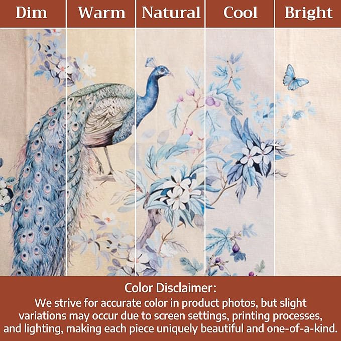 Maison d' Hermine Premium Table Cloth Rectangle Table 100% Combed Cotton 90 x 70 Inches Tablecloth Reusable Decorative for Dining Room Farmhouse Party Festive Wedding - Peacock Utopia - Sandy Beach