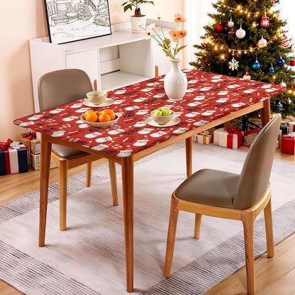 Rectangle Table Cloth Cover Waterproof Elastic Fitted Polyester Fitted Tablecloths for 4 Foot Tables for Indoor,Picnic, Camping, Outdoor （48" x 30"，Christmas Tablecloth）